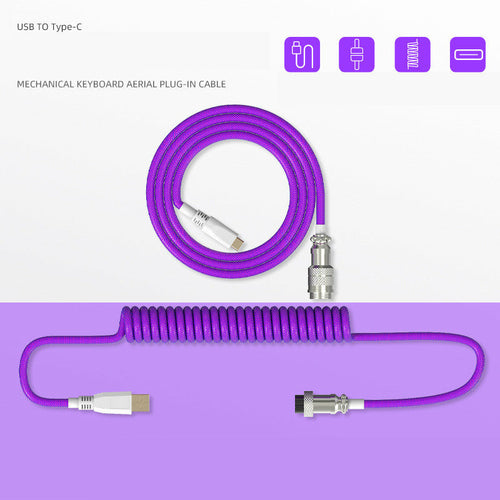 Type-C Detachable Mechanical Keyboard Cable – 2M, Coiled & Scalable