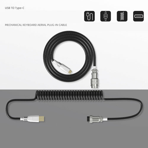 Type-C Detachable Mechanical Keyboard Cable – 2M, Coiled & Scalable