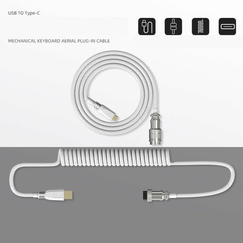 Type-C Detachable Mechanical Keyboard Cable – 2M, Coiled & Scalable