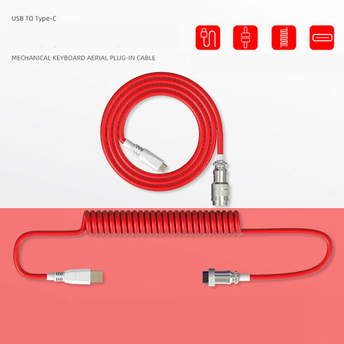 Type-C Detachable Mechanical Keyboard Cable – 2M, Coiled & Scalable