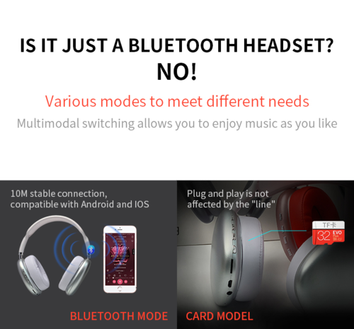 HIFI Stereo Bluetooth Headphones – Over-Ear, BT 5.0, FM Radio & TF Card Support