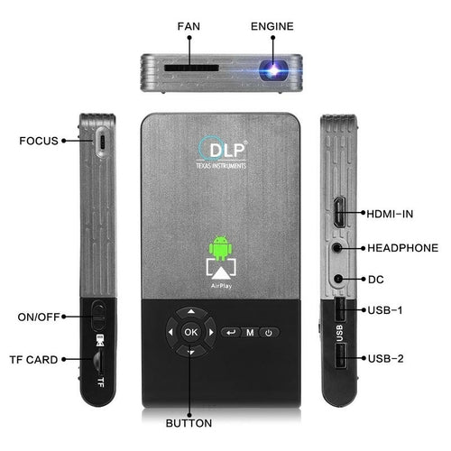 C2 DLP Portable Projector — Android 7.1 | Wi-Fi | HD Ready